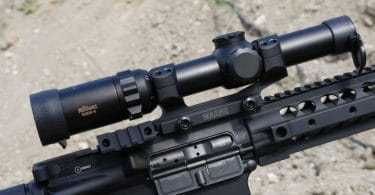 Scope mounted on rifle