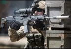 Soldier using thermal scoped gun