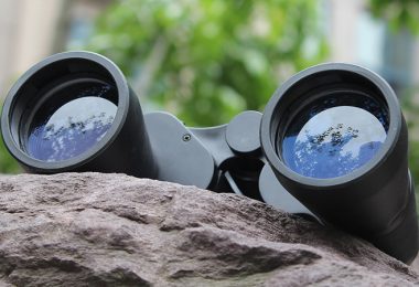 Binoculars left on a rock