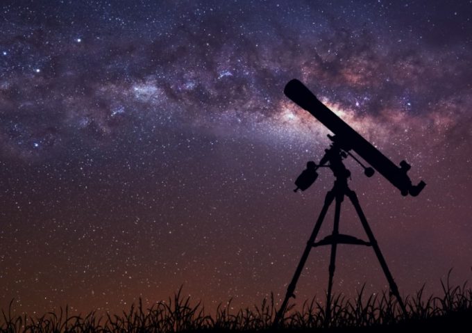 telescope and galaxy sky