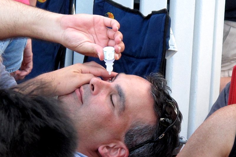 Man is Applying Eye Drops