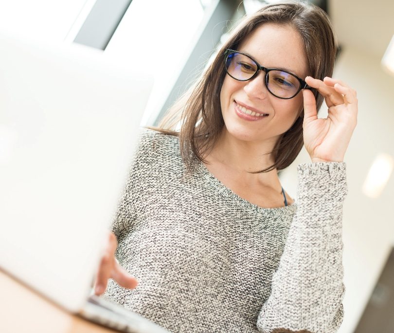 Woman is Wearing Computer Glasses