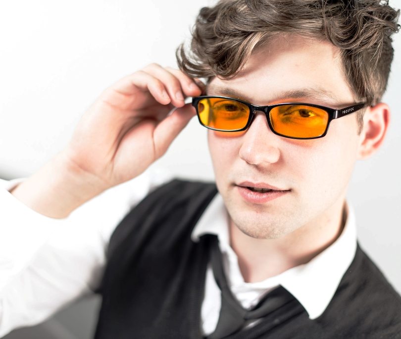 Man is Wearing Yellow Tinted Glasses